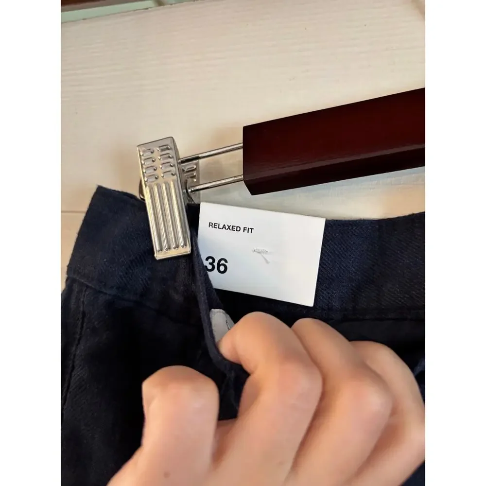 Zara Mens Relaxed Linen Pants Trousers straight Blue US 29 EU 36 NWT